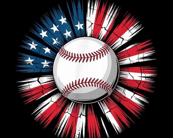 Baseball 4th Of July PNG, Patriotic USA American Flag, Baseball Mom Dad Gift, Sublimation Design, Digital Download