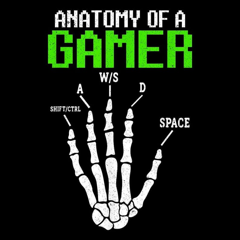Anatomy of A Gamer PNG, Funny Skeleton Hand, PC Gaming Sublimation, W-A ...