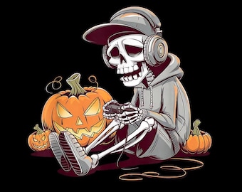 Skeleton Gamer PNG, Video Games, Halloween Gaming, Spooky Season, Funny Gamer Gift, Skeleton Shirt, Gaming Lover