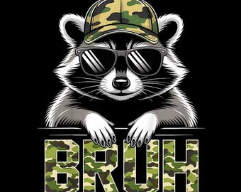Bruh Raccoon Trash Panda PNG, Funny Raccoon Meme Digital Download, Cute Garbage Bandit Shirt Design for Raccoon Lovers