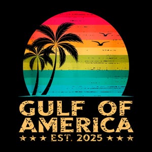 Der Golf von Amerika 2025 Png, Retro USA digitaler Download, Vintage Karte Kunst, druckbare Wanddekoration, USA Png Design