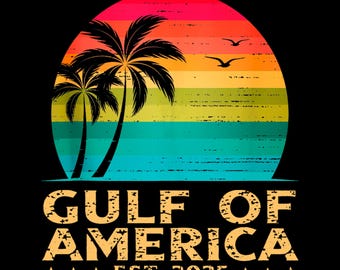 Le golfe d'Amérique 2025 Png, téléchargement numérique USA rétro, art de la carte vintage, décoration murale imprimable, conception Png USA