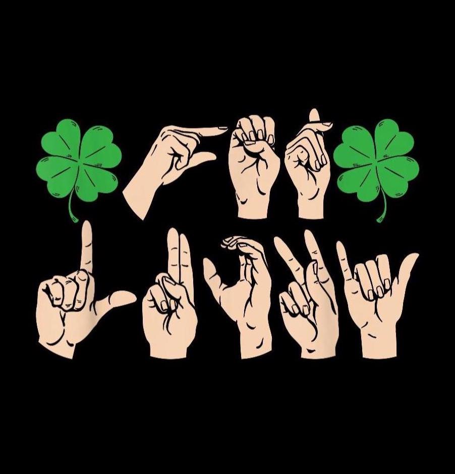 ASL Lucky Shamrock Sign, St Patricks Day, Deaf Gift, PNG Transparent ...