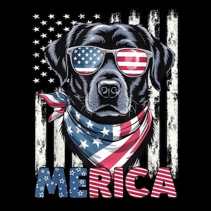Merica Labrador Retriever PNG, 4th of July American Flag, Patriotic Lab Dog Mom Gift, Sublimation Design, Digital Download