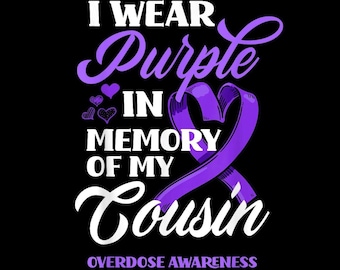 Teal Purple Ribbon PNG, Suicide Prevention Awareness, In Memory of Cousin, Mental Health Awareness Digital Download