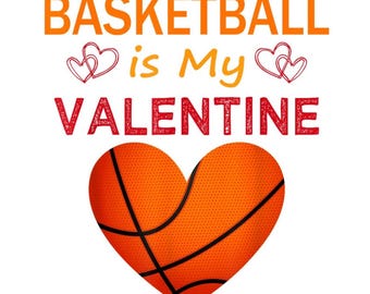 Basketball ist mein Valentinstag PNG, Valentinstag Sportdesign, Basketball-Herzgrafik, Sportfan-Shirt PNG, Transparenter Hintergrund