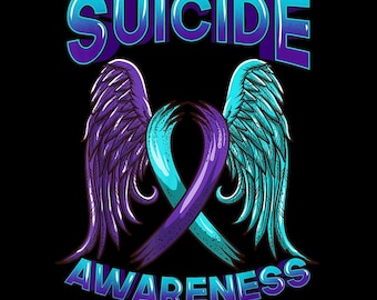 Suicide Awareness PNG, Suicide Prevention Ribbon, Mental Health Matters, Teal and Purple Digital Download