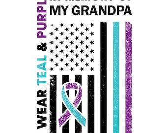Teal Purple Ribbon PNG, Suicide Prevention Awareness, In Memory of Grandpa, Mental Health Awareness Digital Download