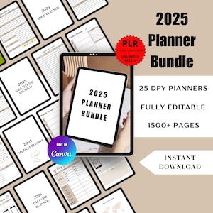 2025 Plr Digital Planner Bundle, Done for You Digital Product, Faceless Digital Marketing, Plr Journal, Canva Template, Master Resell Rights