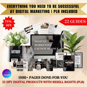 22 Digital Marketing Guides, Faceless Marketing, Plr Mrr Digital Products, Plr Ebook, Canva Template, Master Resell Rights, Resell Rights