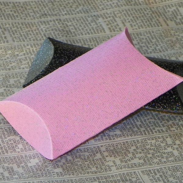 Pink and Black Glitter Pillow Boxes (Set of 8)