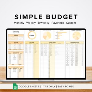 Puede incluir: Una pantalla de ordenador que muestra una hoja de cálculo de Google Sheets con una plantilla de presupuesto para enero. La hoja de cálculo incluye secciones para el flujo de caja, el seguimiento de facturas, el seguimiento de gastos y el desglose de gastos. La hoja de cálculo está diseñada para ayudar a los usuarios a realizar un seguimiento de sus ingresos y gastos y crear un presupuesto.