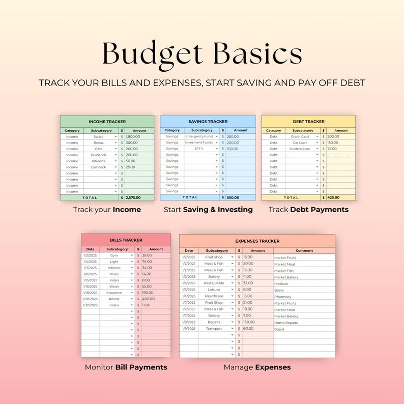 simple monthly budget spreadsheet, home budget planner, expense planner, excel planner, budget tracker, easy budget template google sheets image 6