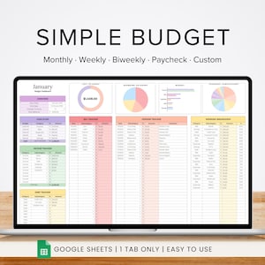 simple monthly budget spreadsheet, home budget planner, expense planner, excel planner, budget tracker, easy budget template google sheets