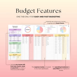 simple monthly budget spreadsheet, home budget planner, expense planner, excel planner, budget tracker, easy budget template google sheets image 3