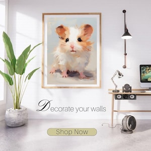 Adorable Hamster Digital Art Print – Cute Pet Wall Decor | Instant Download for Animal Lovers & Pet Parents