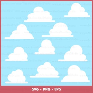 Toy Story Clouds SVG Bundle, White Clouds png, Fluffy Clouds PNG, Clouds Bundle SVG, Cute Clouds, Clouds Clip Art