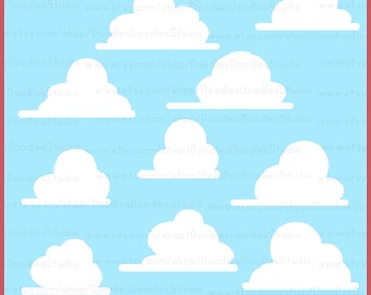 Toy Story Clouds SVG Bundle, White Clouds png, Fluffy Clouds PNG, Clouds Bundle SVG, Cute Clouds, Clouds Clip Art