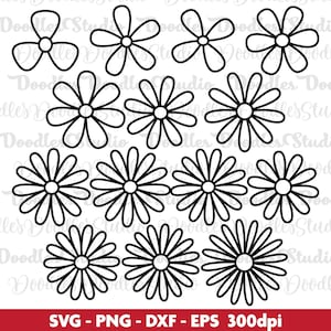 Daisy Svg Bundle, Daisy PNG, Daisy Cutout, Daisy Clip Art, Daisy Outline, Cut Files Silhouette, Cricut, Daisy Layered, Daisy Flower Bundle