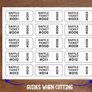 Rustic Number For Raffle Printable Raffle Tickets With Numbers(digital Download) - Etsy