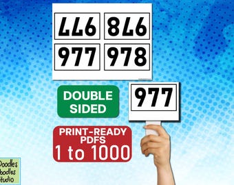 Auction Bid Cards Numbers 1 - 1000 Ready to Print PDFs (Digital Download)