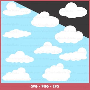 Clouds SVG Bundle, White Clouds png, Fluffy Clouds PNG, Clouds Bundle SVG, Cute Clouds, Clouds Clip Art, Cut Files Silhouette, Cricut