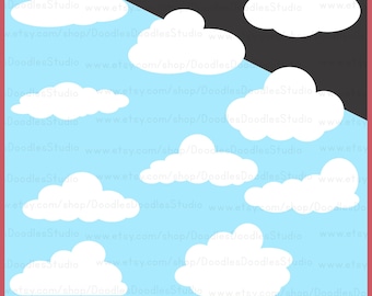 Cloud Outline SVG, White Clouds Png, Fluffy Clouds PNG, Clouds Bundle ...