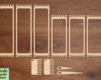 Marque-page, lot de métiers à tisser de bracelet SVG, fichier découpé au laser Glowforge (téléchargement numérique)