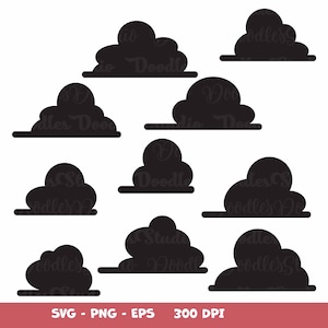 Toy Story Cloud SVG, Black Clouds png, Andys Clouds PNG, Dark Clouds Bundle SVG, Nursery Clouds, Cut Files Silhouette, Cricut