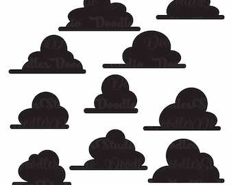 Toy Story Cloud SVG, Black Clouds png, Andys Clouds PNG, Dark Clouds Bundle SVG, Nursery Clouds, Cut Files Silhouette, Cricut