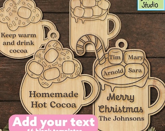 Weihnachten Hot Cocoa Ornament Schneemann, Cut-Datei, Glowforge, svg, Cricut