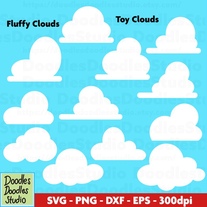 Cloud SVG Bundle, Fluffy Clouds PNG (digital Download) - Etsy