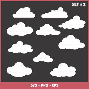Clouds SVG Bundle, White Clouds png, Fluffy Clouds PNG, Clouds Bundle SVG, Cute Clouds, Clouds Clip Art, Cut Files Silhouette, Cricut