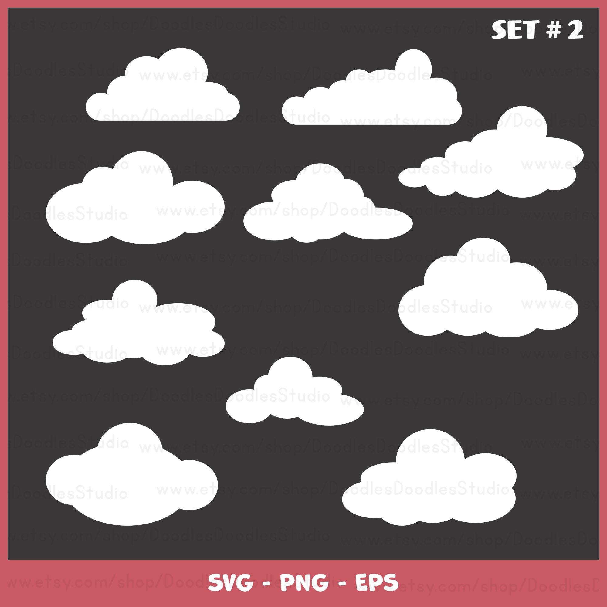 Clouds SVG Bundle, Fluffy Cloud Clip Art (PNG, EPS) - Etsy
