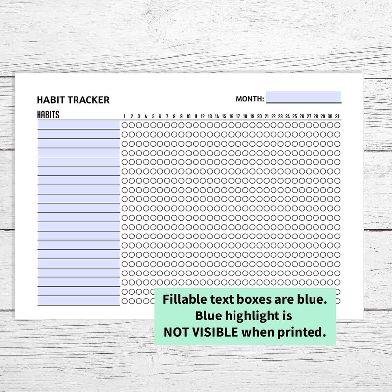 Monthly Habit Tracker Printable, Fillable Daily Routine (PDF) - Etsy