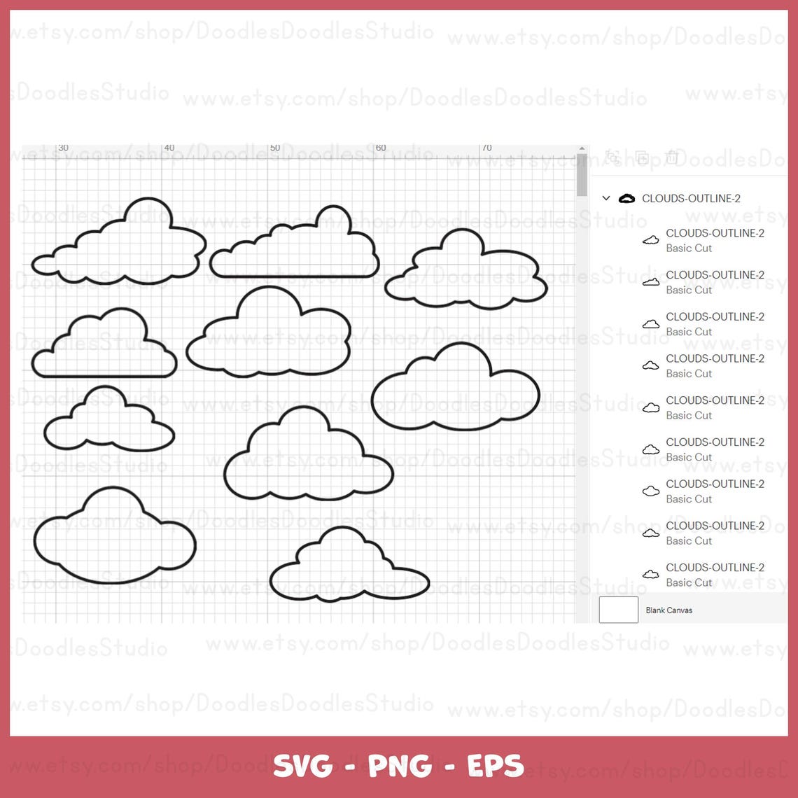 Cloud Outline SVG Bundle, Fluffy Clouds Clip Art (digital Download) - Etsy