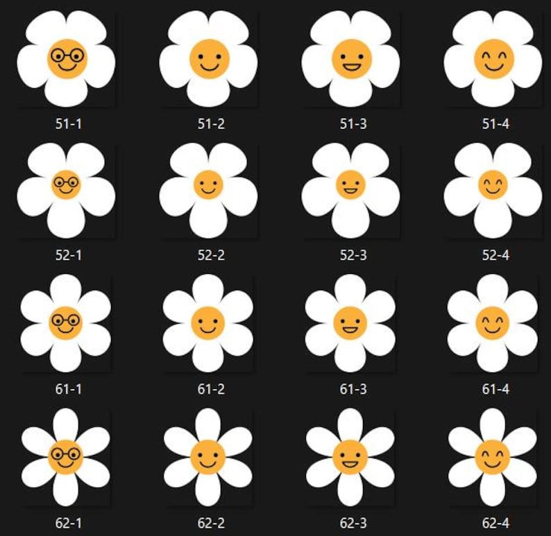 Daisy Flower Smiley Face SVG Bundle, Retro Clipart (digital Download ...