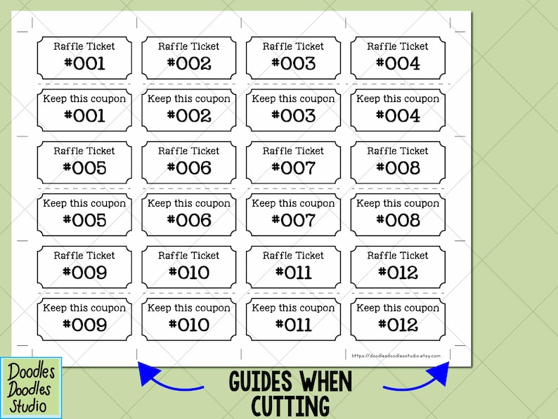 Printable Raffle Tickets With Numbers(digital Download) - Etsy