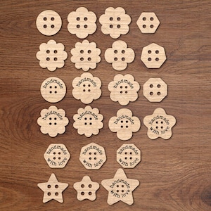 Paquete de archivos SVG de botones de crochet hechos a mano para cortar con láser (descarga digital)