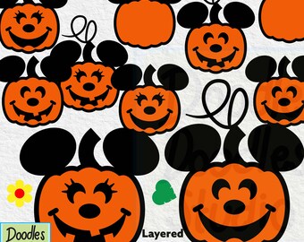 Mouse Pumpkin SVG-bundel, gelaagd Halloween-ontwerp (digitale download)