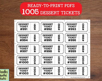 Printable Dessert Tickets with Numbers(Digital Download)