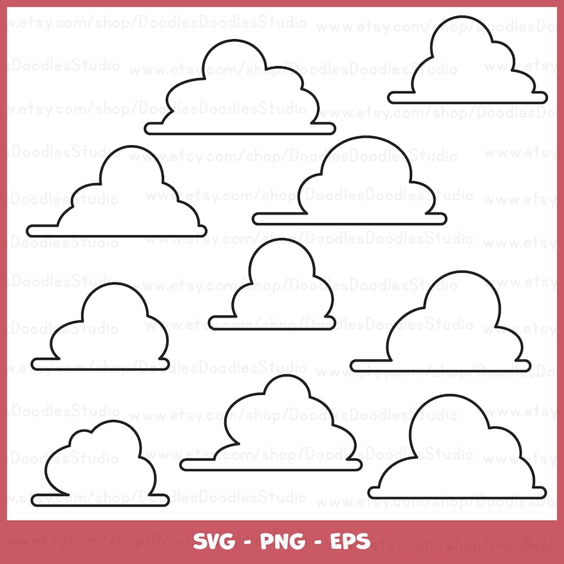 Cloud Outline SVG, Fluffy Nursery Clouds Bundle (digital Download) - Etsy