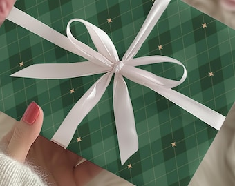 Green Argyle and Stars Gift Wrapping Paper