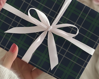 Dark Green Tartan Plaid Gift Wrap | Holiday Paper Roll