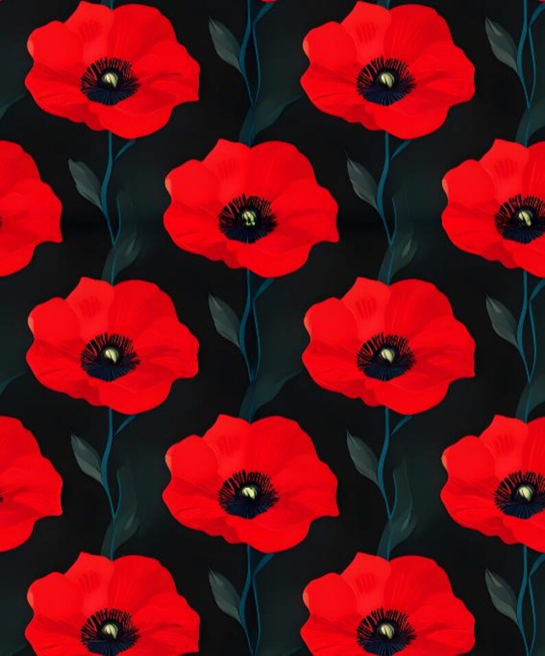 Vibrant Poppy Floral Wrapping Paper: 90gsm Fine Art Paper Bild 2