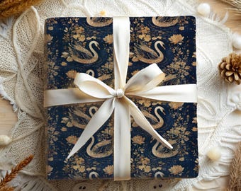 Elegant Floral Swan Gift Wrapping Paper