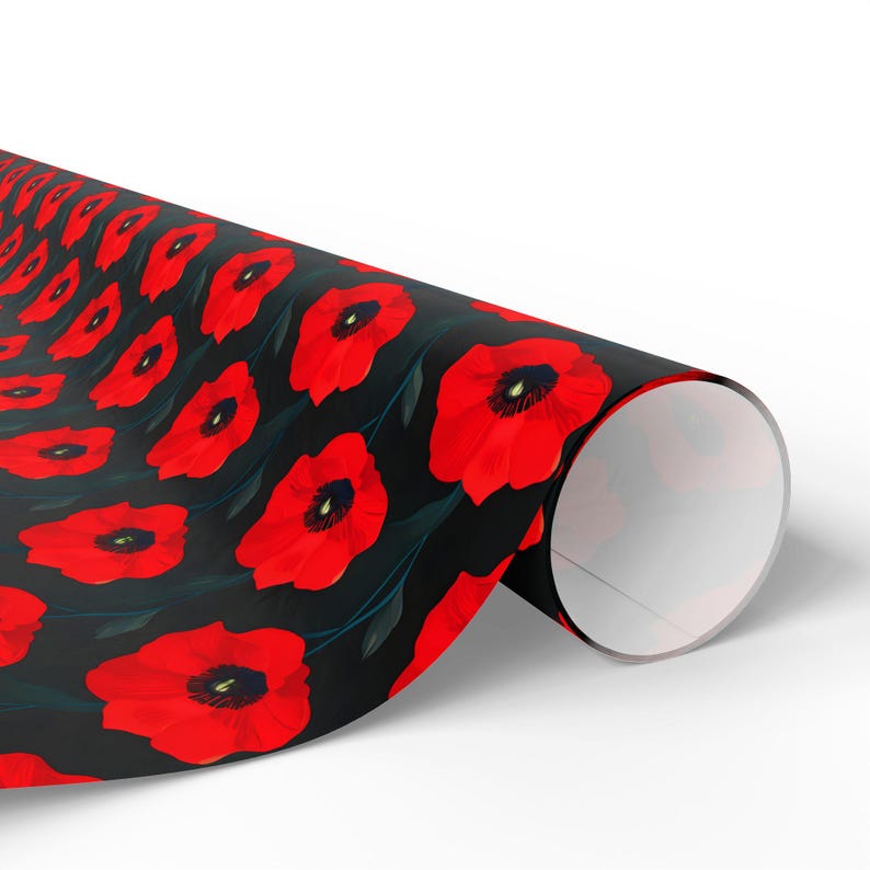 Vibrant Poppy Floral Wrapping Paper: 90gsm Fine Art Paper Bild 4