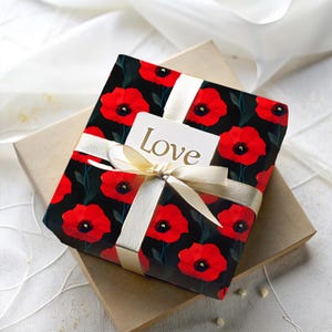 Vibrant Poppy Floral Wrapping Paper: 90gsm Fine Art Paper Bild 3
