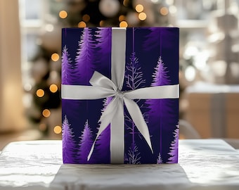 Purple Ombre Christmas Tree Gift Wrap: Festive Holiday Wrapping Paper