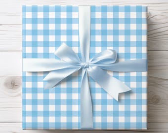 Blue Gingham Wrapping Paper: Classic Preppy Gift Wrap
